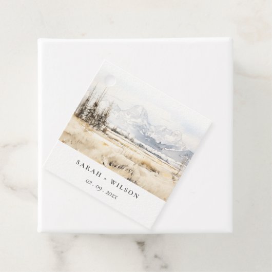 Jackson Hole Wyoming Watercolor Landscape Wedding フェイバータグ (インサイチュ)