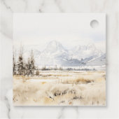 Jackson Hole Wyoming Watercolor Landscape Wedding フェイバータグ (裏面)