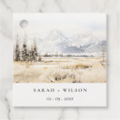 Jackson Hole Wyoming Watercolor Landscape Wedding フェイバータグ (正面)
