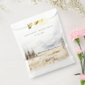 Jackson Hole Wyoming Watercolor Landscape Wedding フェイバーバッグ (封をした状態)