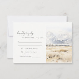 Jackson Hole Wyoming Watercolor Landscape Wedding 出欠カード