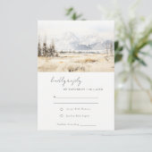 Jackson Hole Wyoming Watercolor Landscape Wedding 出欠カード (スタンド正面)