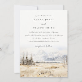 Jackson Hole Wyoming Watercolor Landscape Wedding 招待状