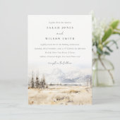 Jackson Hole Wyoming Watercolor Landscape Wedding 招待状 (スタンド正面)
