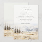 Jackson Hole Wyoming Watercolor Landscape Wedding 招待状 (正面/裏面)
