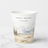 Jackson Hole Wyoming Watercolor Landscape Wedding 紙コップ (正面)