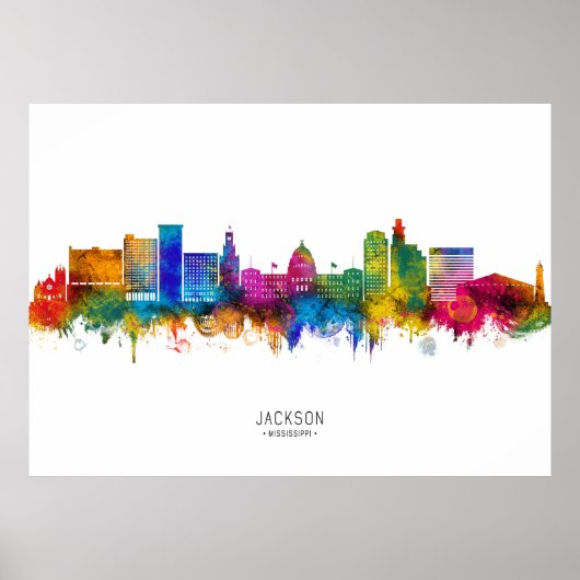 Jackson Mississippi Skyline ポスター (正面)