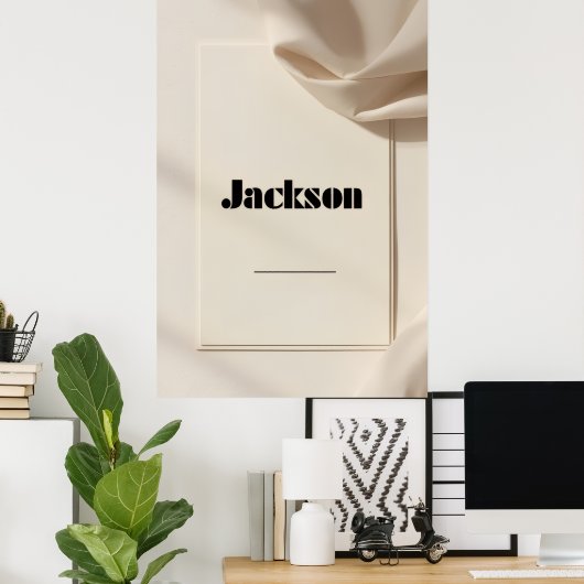 Jackson Modern Name Poster – Clean Minimal Typogra ポスター (ホームオフィス)
