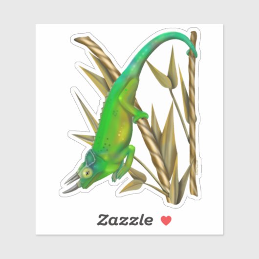 Jackson’s chameleon hanging out in the bamboo シール (シート)