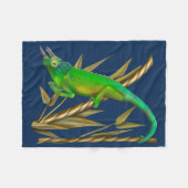 Jackson’s chameleon hanging out in the bamboo フリースブランケット (正面(横))