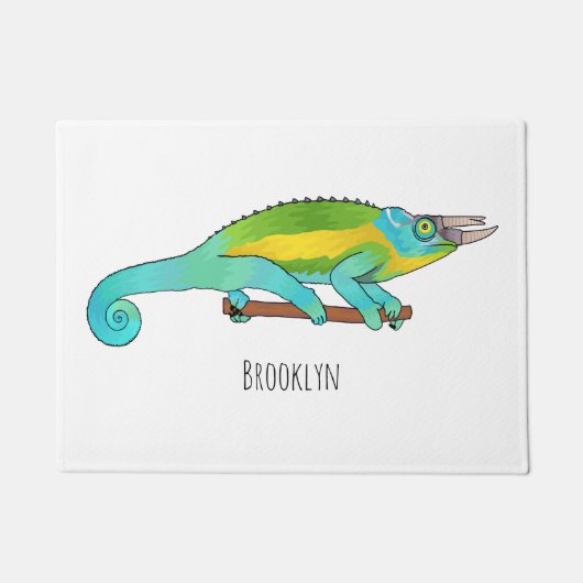 Jackson's chameleon cartoon illustration  ドアマット (正面)