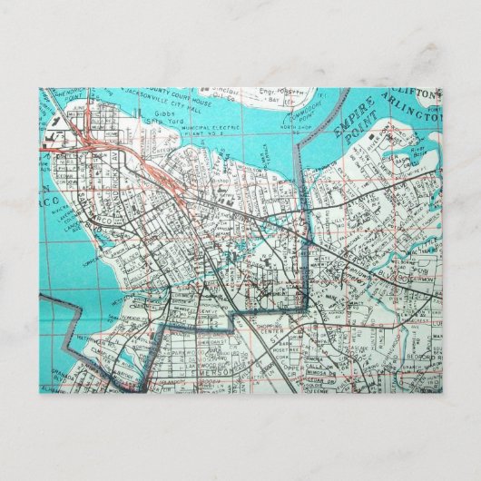 JACKSONVILLE, FLヴィンテージマップ葉書 ポストカード (正面)