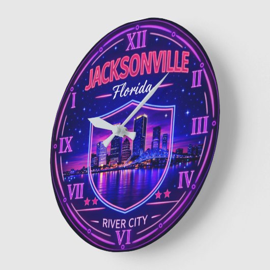 Jacksonville Florida Riverfront  ラージ壁時計 (傾斜)