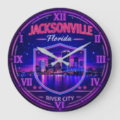 Jacksonville Florida Riverfront  ラージ壁時計 (正面)