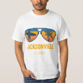 Jacksonville Florida Surfer Sunset Vacation Souven Tシャツ (正面)