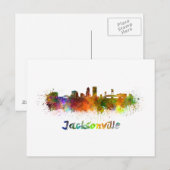 Jacksonville skyline in watercolor ポストカード (正面/裏面)
