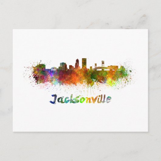 Jacksonville skyline in watercolor ポストカード (正面)