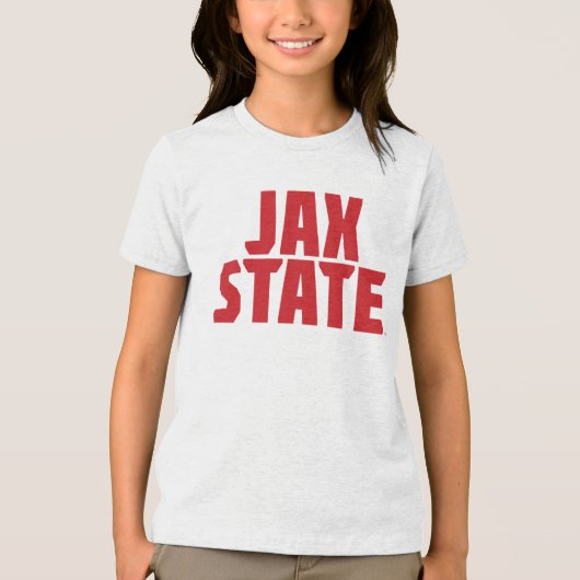 Jacksonville State University JAX STATE 太字レッド トライブレンドTシャツ (正面)