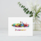Jacksonville V2 skyline in watercolor ポストカード (スタンド正面)