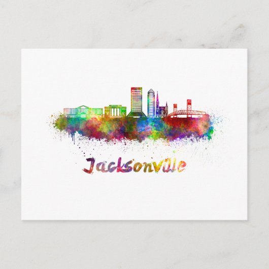 Jacksonville V2 skyline in watercolor ポストカード (正面)