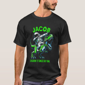 Jacob Crushin' It Since Day One Astronaut Dinosaur Tシャツ