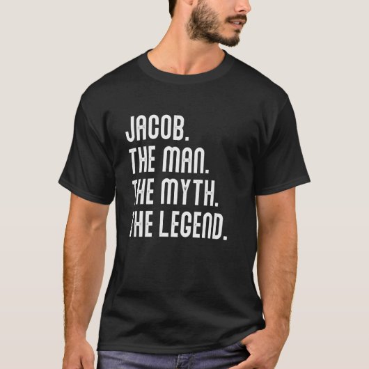 JACOB Man Myth Legend Shirt Gifts For Mens Funny J Tシャツ (正面)