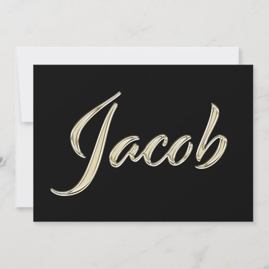Jacob Name white gold Handwriting Karte カード (正面)