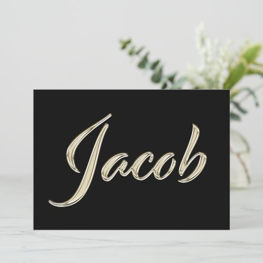 Jacob Name white gold Handwriting Karte カード (スタンド正面)