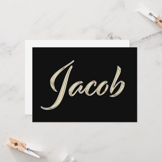 Jacob Name white gold Handwriting Karte カード (正面/裏面インサイチュ)