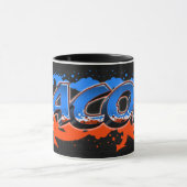 Jacob Vorname Name Graffiti blue orange Tasse マグカップ (中央)
