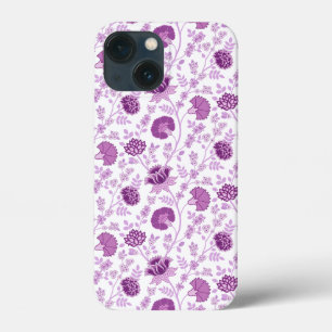 Jacobeanフローラ繰り返しパターンのピン(白) iPhone 13 Miniケース