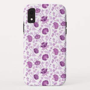 Jacobeanフローラ繰り返しパターンのピン(白) iPhone XRケース