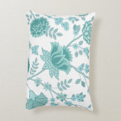 JacobeanフローラLgパターンティール（緑がかった色）オン白 アクセントクッション (裏面(縦))