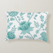 JacobeanフローラLgパターンティール（緑がかった色）オン白 アクセントクッション (裏面)