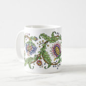 Jacobean花のペンとインクのスケッチのマグ コーヒーマグカップ (正面左)