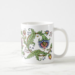 Jacobean花のペンとインクのスケッチのマグ コーヒーマグカップ