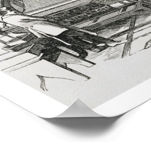 Jacquard Power Looms (engraving) ポスター (角)