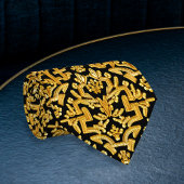 Jacquard Style Gold on Black - Historial Costume ネクタイ