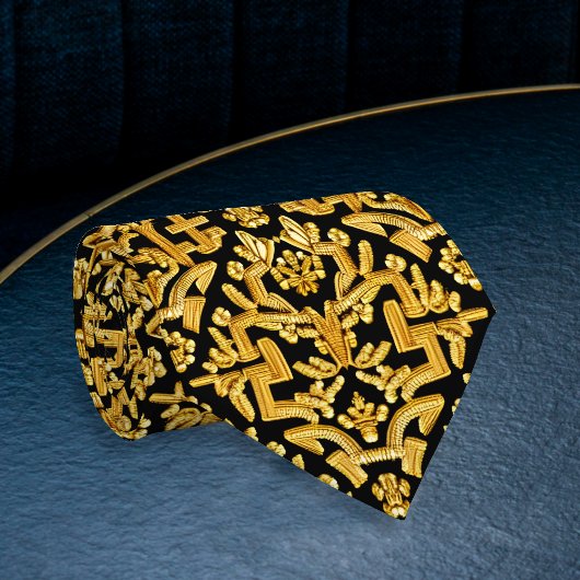 Jacquard Style Gold on Black - Historial Costume ネクタイ