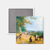 Jacques-Laurentによる風景の中の9つのグレイハウンド マグネット (正面/裏面)