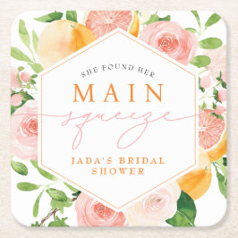 JADAシトラスフルーツメインスクイーズブライダルシャワー スクエアペーパーコースター