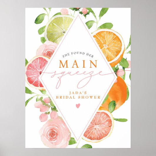 JADAシトラスフルーツメインスクイーズブライダルシャワー ポスター (正面)
