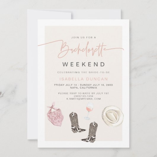 JADEワイン女性のカーボーイ国バチェロレッテの旅程 招待状 (正面)