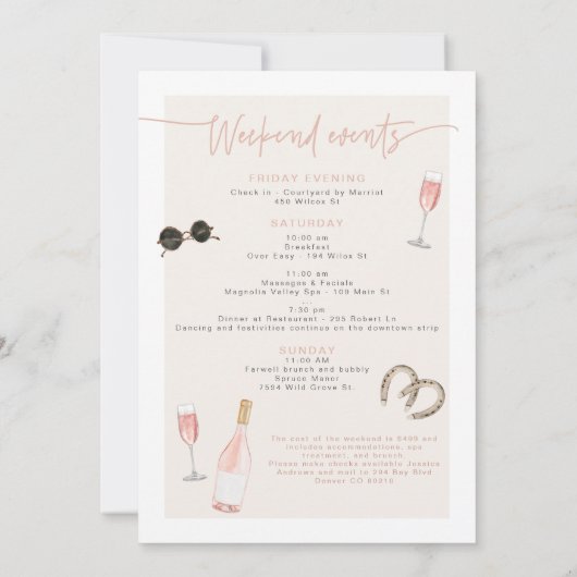 JADEワイン女性のカーボーイ国バチェロレッテの旅程 招待状 (裏面)