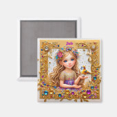 JADE～魅力的なヴィンテージガール～鳥～ マグネット (正面/裏面)