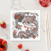 Jade Dragon and Gold Phoenix playing with a pearl スタンダードランチョンナプキン (インサイチュ)