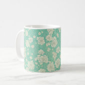 Jade Garden Floral Mug - Japanese Elegance コーヒーマグカップ (正面左)