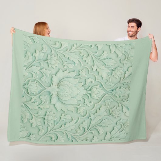Jade Garden — Pale Celadon Persian フリースブランケット (インサイチュ)