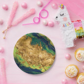 Jade GreenとBronzeの金ゴールド抽象芸術 ペーパープレート (パーティー)