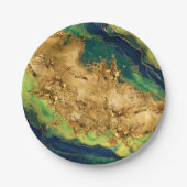 Jade GreenとBronzeの金ゴールド抽象芸術 ペーパープレート (正面)